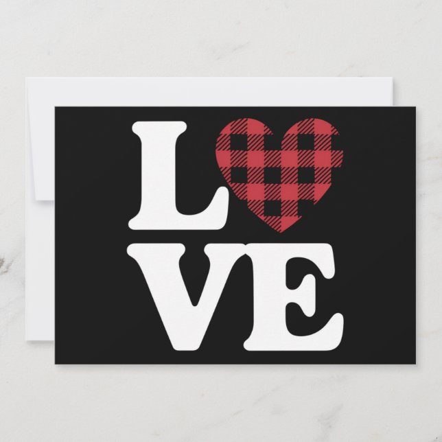 Valentinstag Herz Karierte Liebe Einladung (Vorderseite)