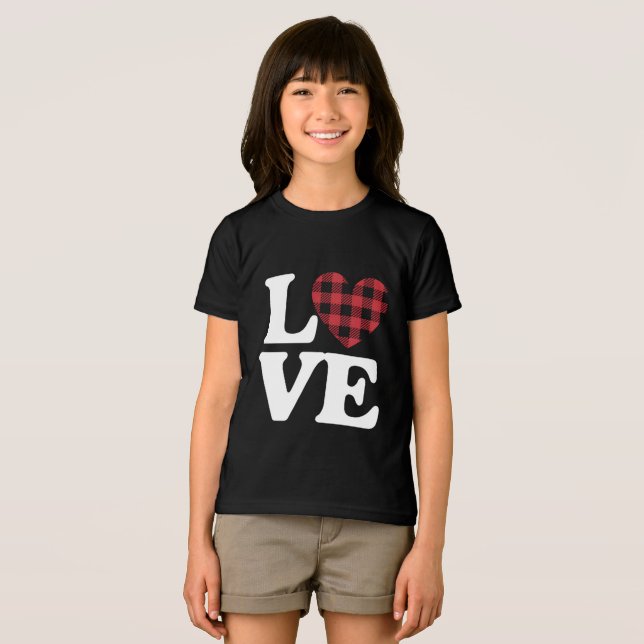 Valentinstag Herz Karierte Liebe Tri-Blend Shirt (Vorderseite Voll)