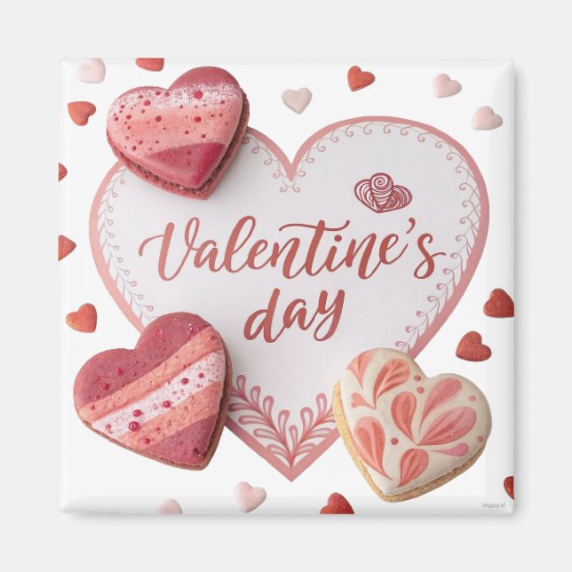 Valentinstag-Herz-Kekse auf romantischem Hintergru Magnet (Vorne)