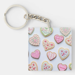 Valentinstag-Herz-Kekse Schlüsselanhänger