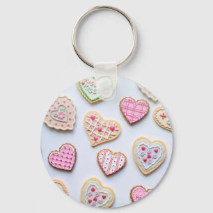 Valentinstag-Herz-Kekse Schlüsselanhänger