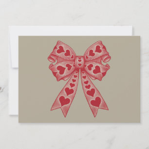 Valentinstag Herz Kokette Schleife Retro Valentins Dankeskarte