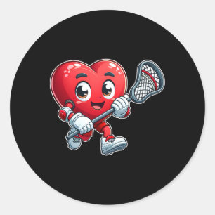 Valentinstag Herz Lacrosse Team Spieler Sport Runder Aufkleber