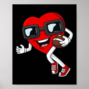 Valentinstag Herz läuft mit Fußballspielen Poster