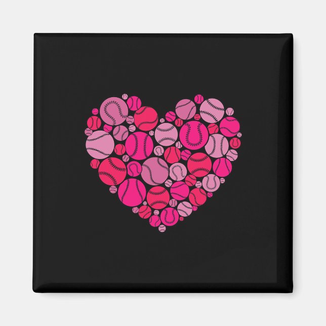 Valentinstag Herz Liebe Baseball Männer Frauen Jun Magnet (Vorne)
