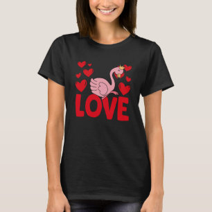 Valentinstag Herz Liebe Flamingo T-Shirt