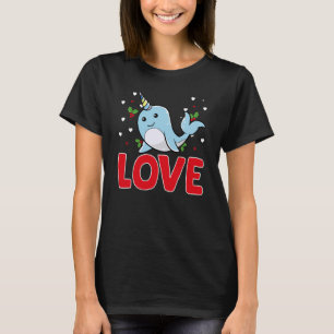 Valentinstag Herz Liebe Narwhal Animal Women T-Shirt