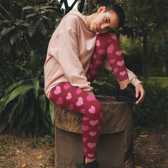 Valentinstag Herz Muster Rosa Rosa Leggings (Von Creator hochgeladen)