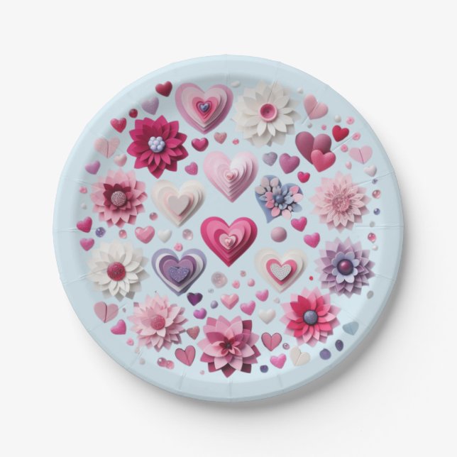 Valentinstag-Herz Pappteller (Vorderseite)