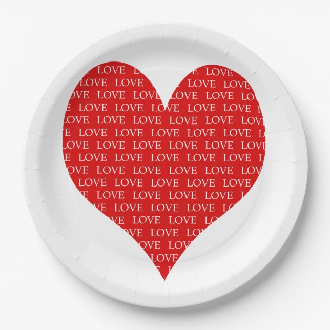 Valentinstag Herz Pappteller (Vorderseite)