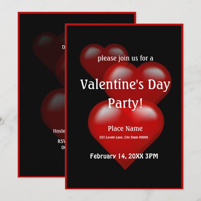 Valentinstag Herz Party Einladung (Vorne/Hinten)