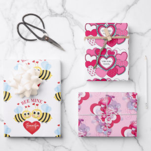 Valentinstag Herz Persönliche Bezeichnung Bienenwe Geschenkpapier Set