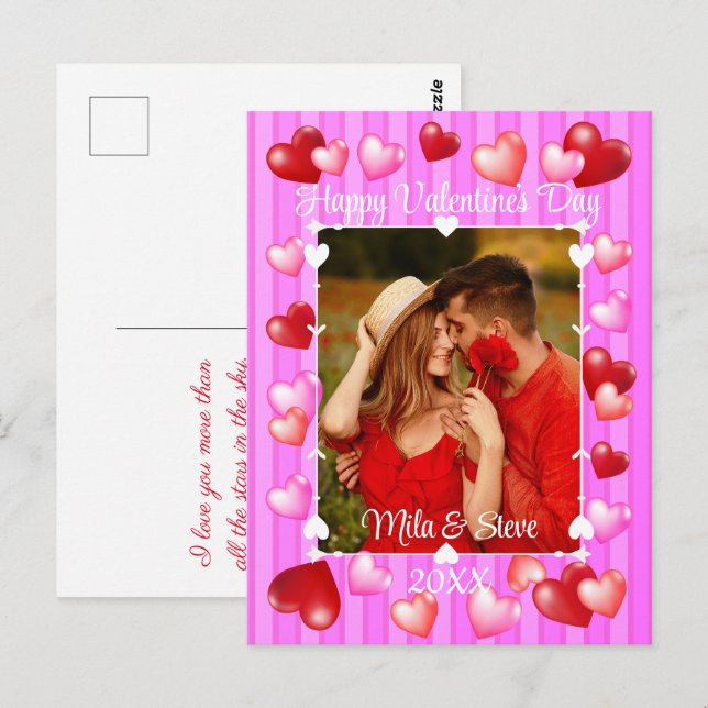 Valentinstag Herz Postkarte (Vorne/Hinten)