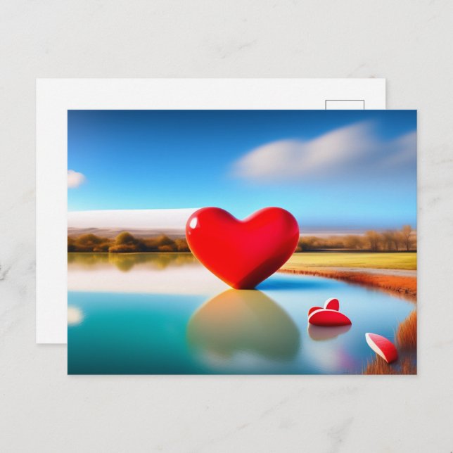 Valentinstag Herz Rosa Hintergrund Postkarte (Vorne/Hinten)