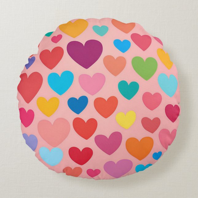 Valentinstag Herz Rundes Kissen (Vorderseite)