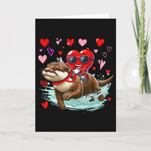 Valentinstag Herz Singles Reiten Otter Tier  Karte (Vorderseite)