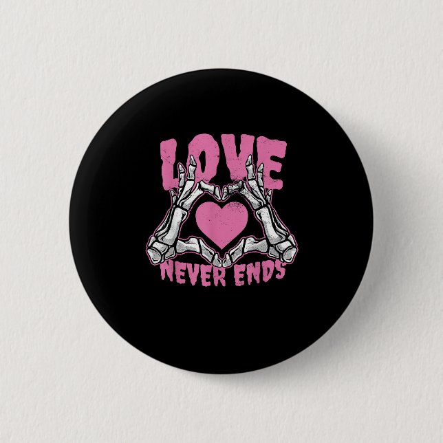 Valentinstag Herz Skeleton Hände Herz Button (Vorderseite)