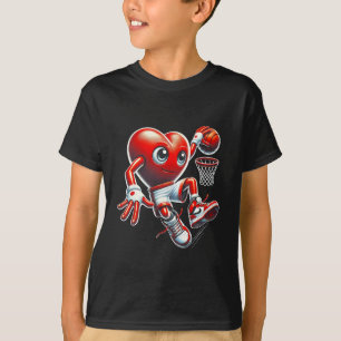 Valentinstag Herz Slam Dunk Sketll Mannschaftsspor T-Shirt