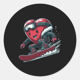 Valentinstag Herz Snowboarder Snowboarden Win Runder Aufkleber