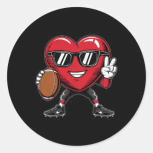 Valentinstag Herz spielt Football Jungen Mädchen Runder Aufkleber