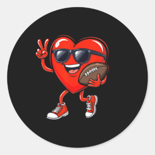 Valentinstag Herz spielt Football Jungen Mädchen Runder Aufkleber
