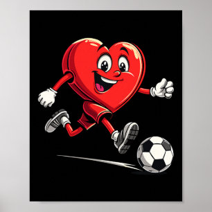 Valentinstag Herz spielt Fußball für Jungen Kinder Poster