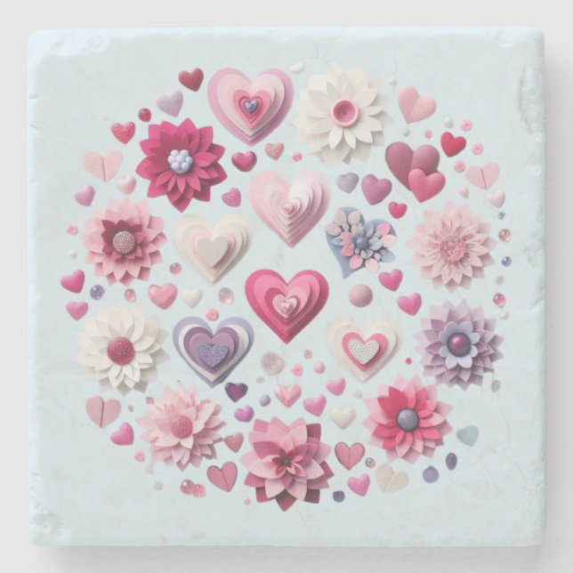 Valentinstag-Herz Steinuntersetzer (Vorderseite)