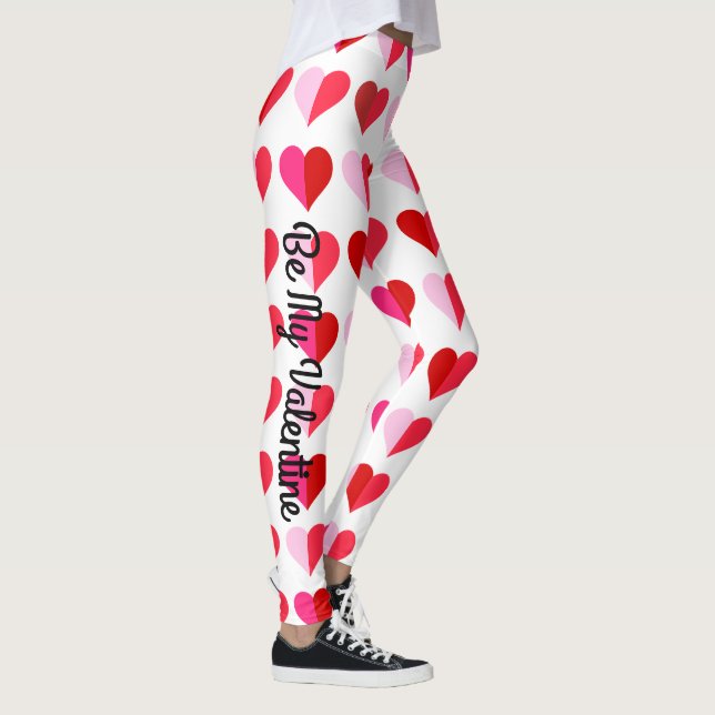 Valentinstag Herz Toss über ganz Rosa Niedlich Leggings (Rechts)