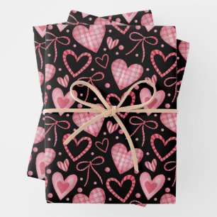 Valentinstag Herz und Ribbons Geschenkpapier Set