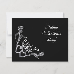 Valentinstag - Herz und Schmetterling auf schwarz Feiertagskarte