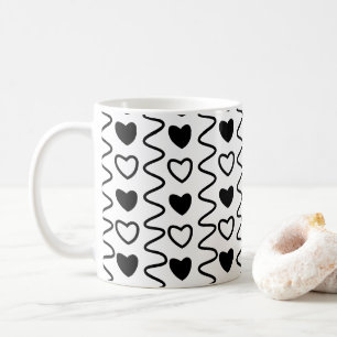 Valentinstag Herz Zickzack Schwarz-weißes Muster Kaffeetasse