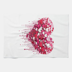 Valentinstag-Herzdesigns Splatter-Paint-Kunst Geschirrtuch