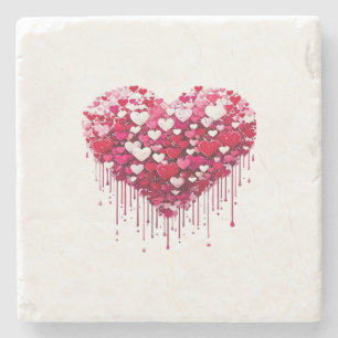 Valentinstag-Herzdesigns Splatter-Paint-Kunst Steinuntersetzer