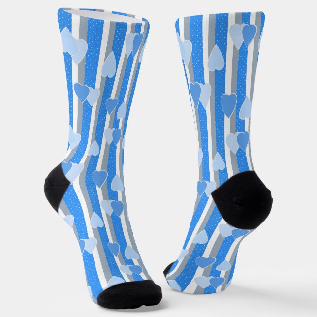 Valentinstag-Herzen auf gestreiftem Hintergrund  Socken (Gewinkelt)