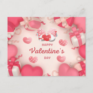 Valentinstag-Herzen, Geschenke und Gnome Postkarte