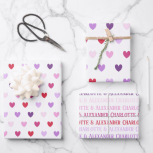 Valentinstag-Herzen Geschenkpapier Set
