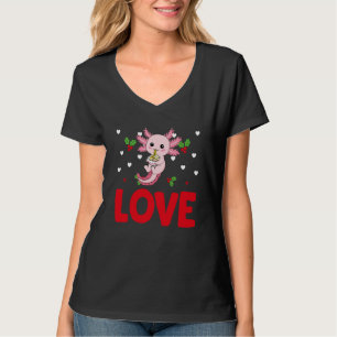 Valentinstag-Herzen Liebe Axolotl-Tier Frauen T-Shirt
