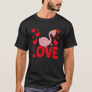 Valentinstag-Herzen-Liebe-Flamingo-Tiere-Frauen T-Shirt
