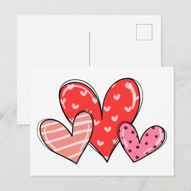 Valentinstag-Herzen Postkarte (Vorne/Hinten)