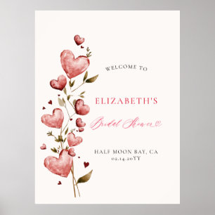 Valentinstag-Herzen-Reben-Launige-Hochzeitsdusche- Poster