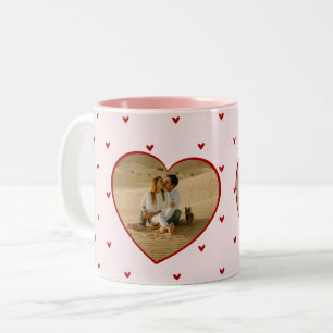 Valentinstag-Herzen Rot Pink Foto Zweifarbige Tasse