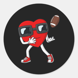 Valentinstag Herzfußball Receiver Tight End B Runder Aufkleber