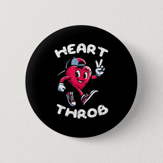 Valentinstag Herzklopfen Frieden Retro Groovy Jung Button (Vorderseite)