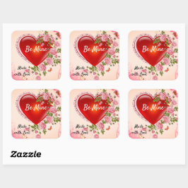 Valentinstag Herzkrümel Rose mit Liebe Quadratischer Aufkleber