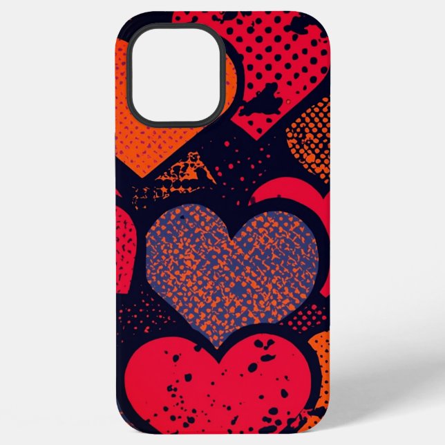 Valentinstag-Herzmuster – Retro-Pop-Art iPhone Hülle (Rückseite)
