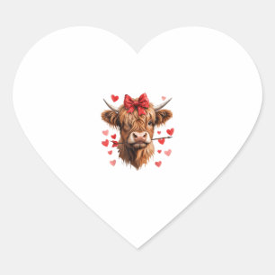 Valentinstag Highland Cow Funny Hearts Valentine Herz-Aufkleber