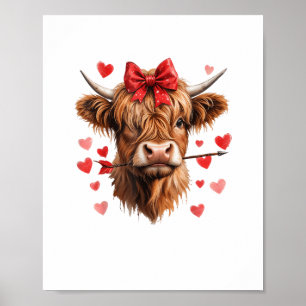 Valentinstag Highland Cow Funny Hearts Valentine Poster
