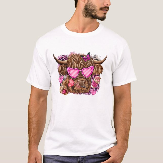 Valentinstag Highland-Rind T-Shirt (Vorderseite)