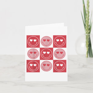 Valentinstag Hippie Groovy Smile Face Herzchen Che Karte