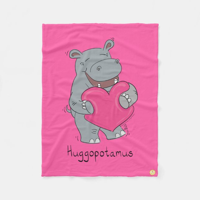 Valentinstag Hippo Niedliche Kinder Fleecedecke (Vorderseite)